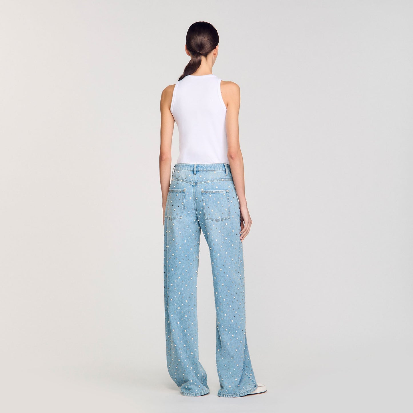 Sandro Rhinestone and beaded jeans Blue Jean