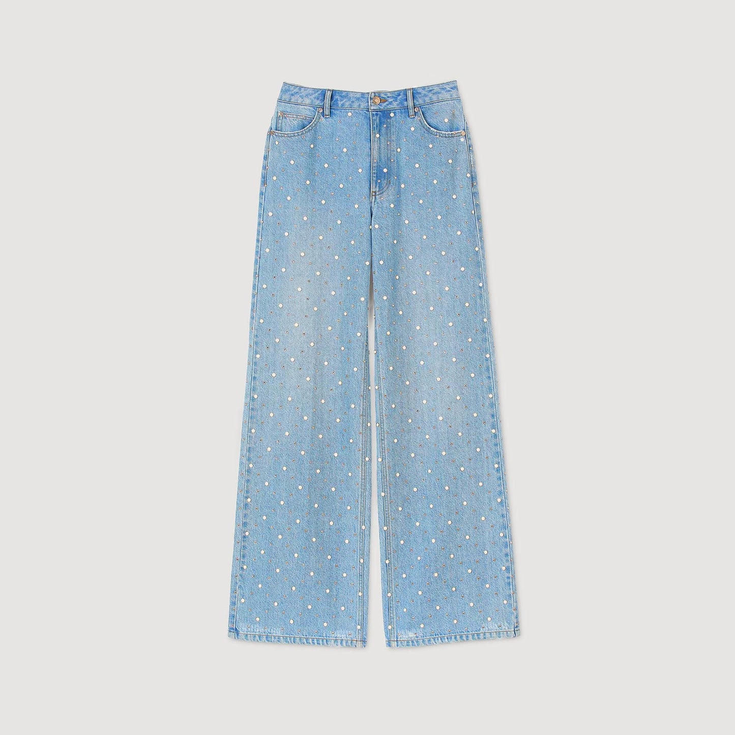 Sandro Rhinestone and beaded jeans Blue Jean