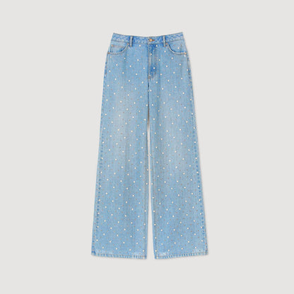Sandro Rhinestone and beaded jeans Blue Jean