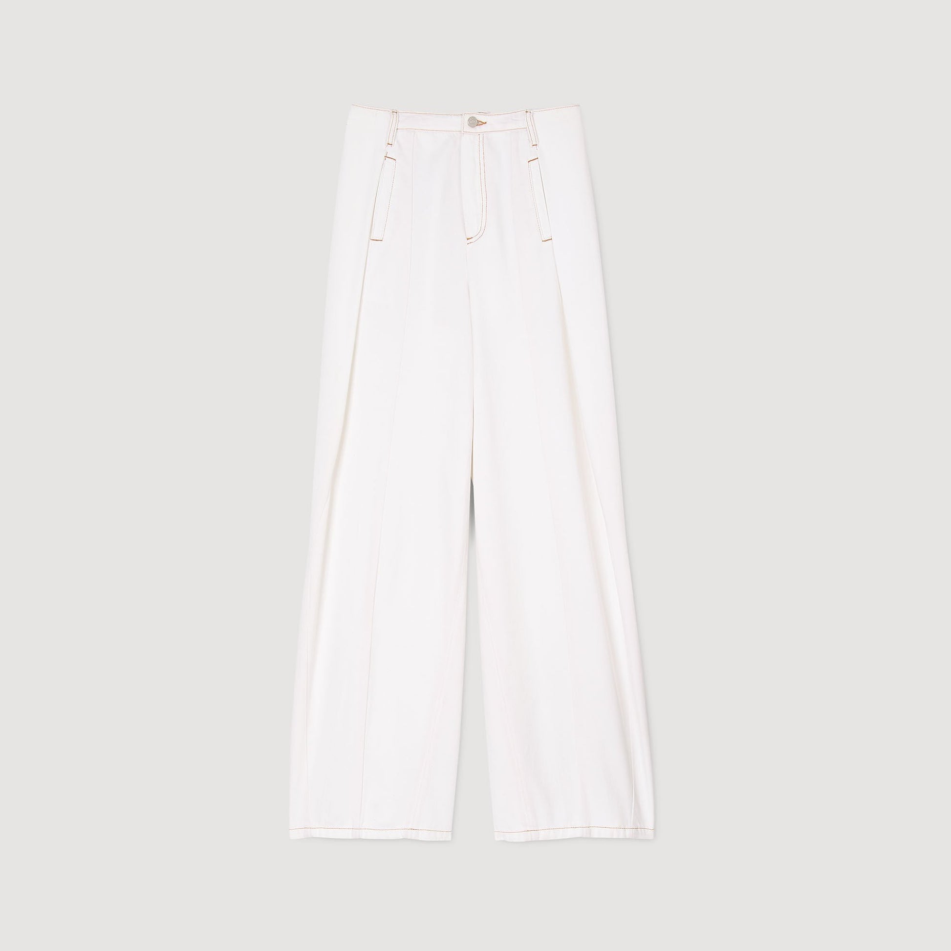 Sandro Topstitched wide-leg jeans White