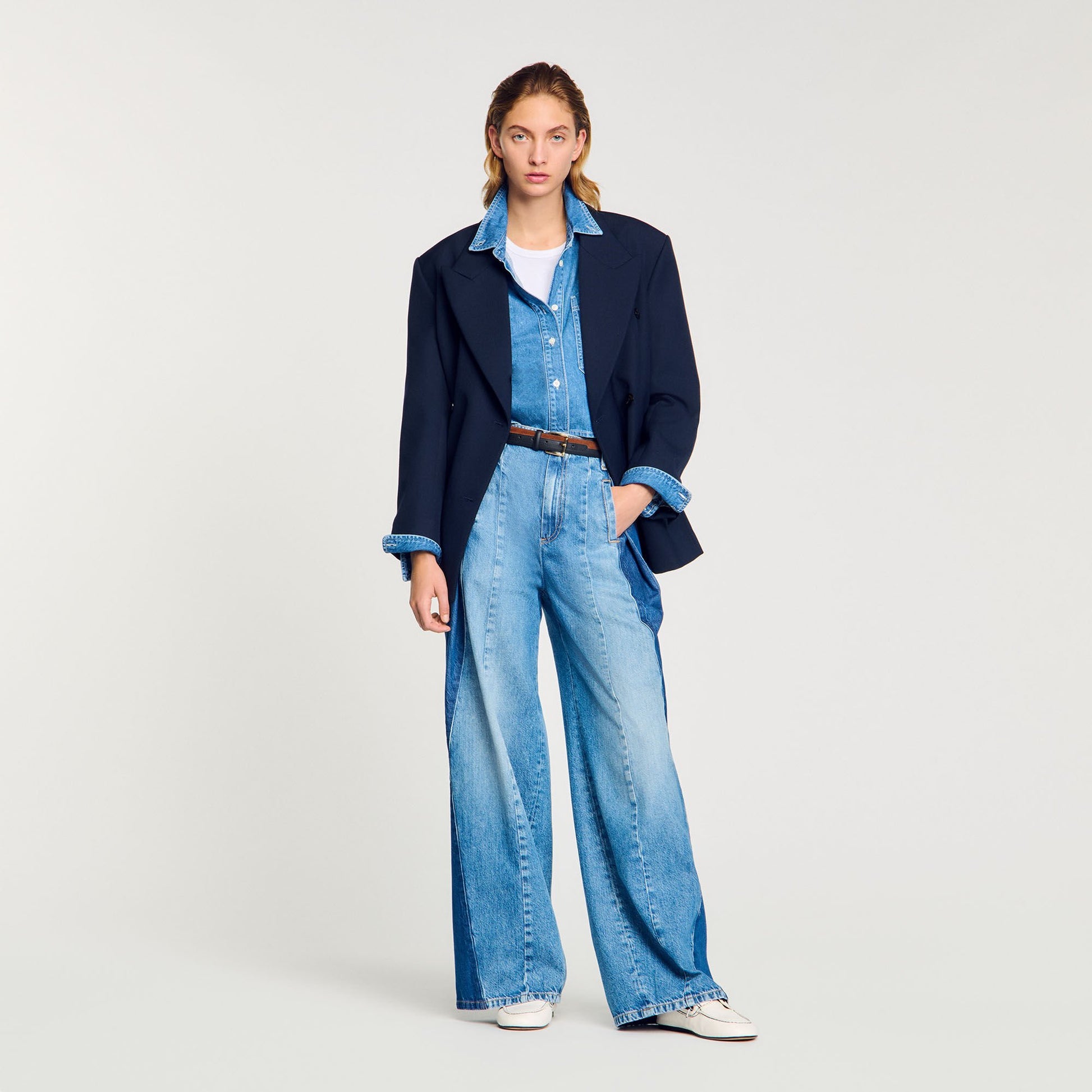 Sandro Jeans with contrasting panels Blue Jean