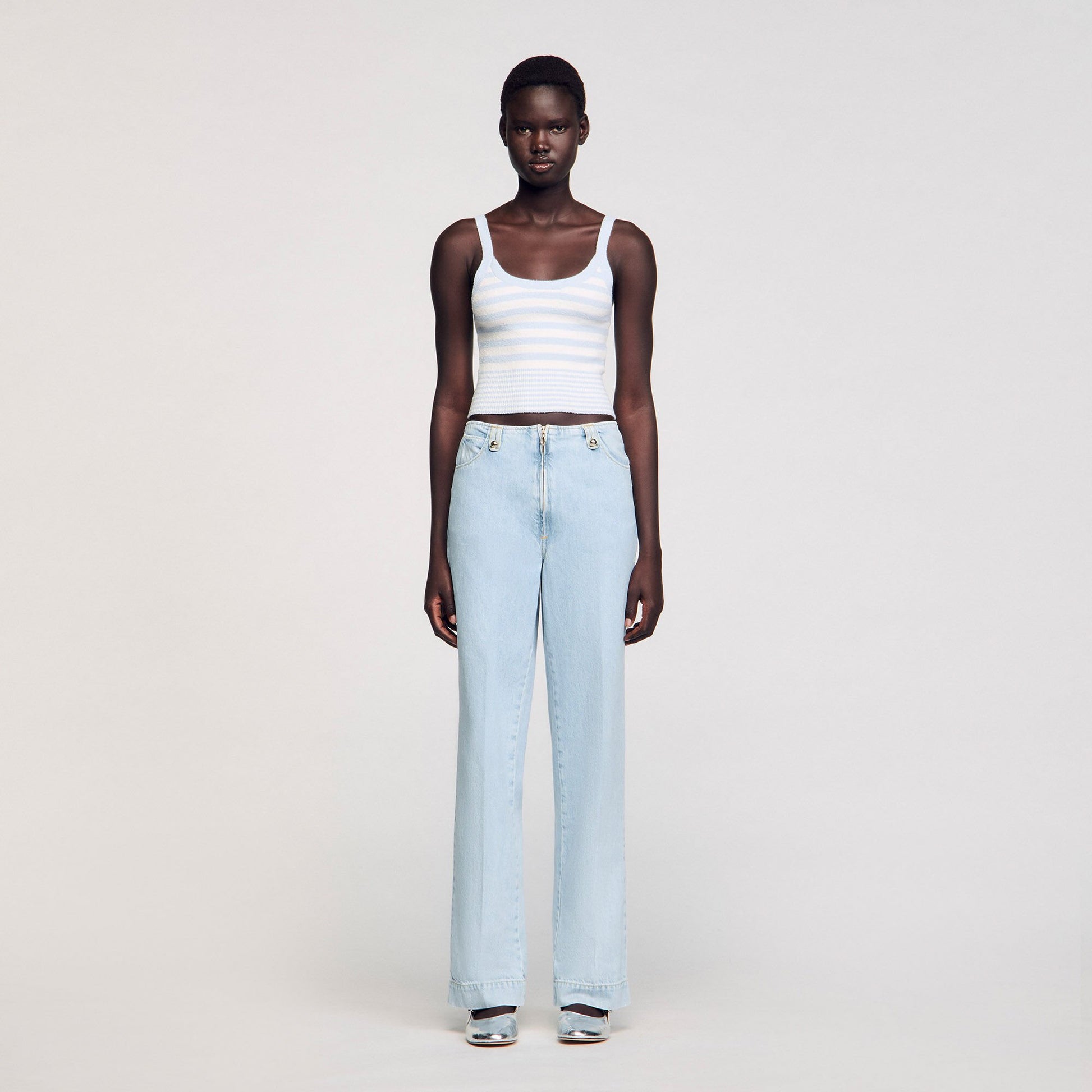 Sandro Faded wide-leg jeans Blue Jean