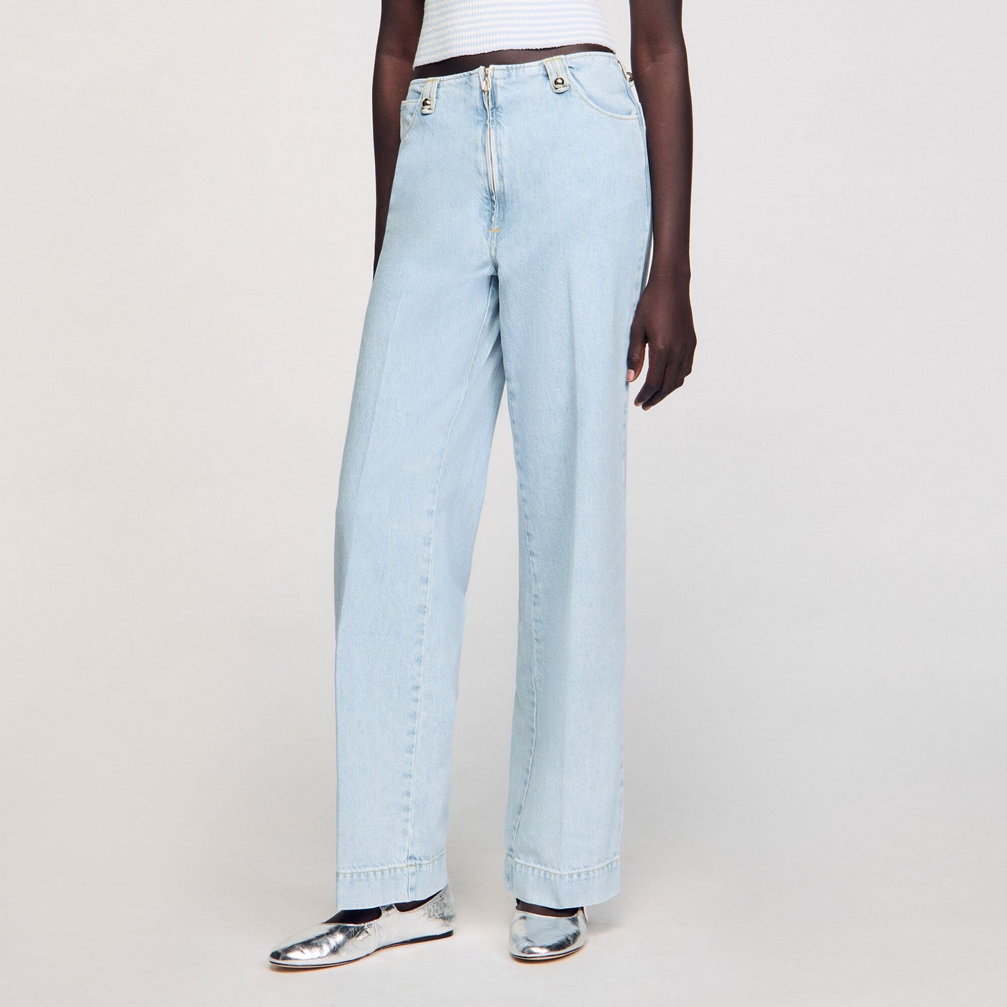 Sandro Faded wide-leg jeans Blue Jean