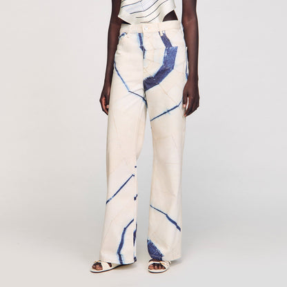 Sandro Wide-leg striped jeans Ecru