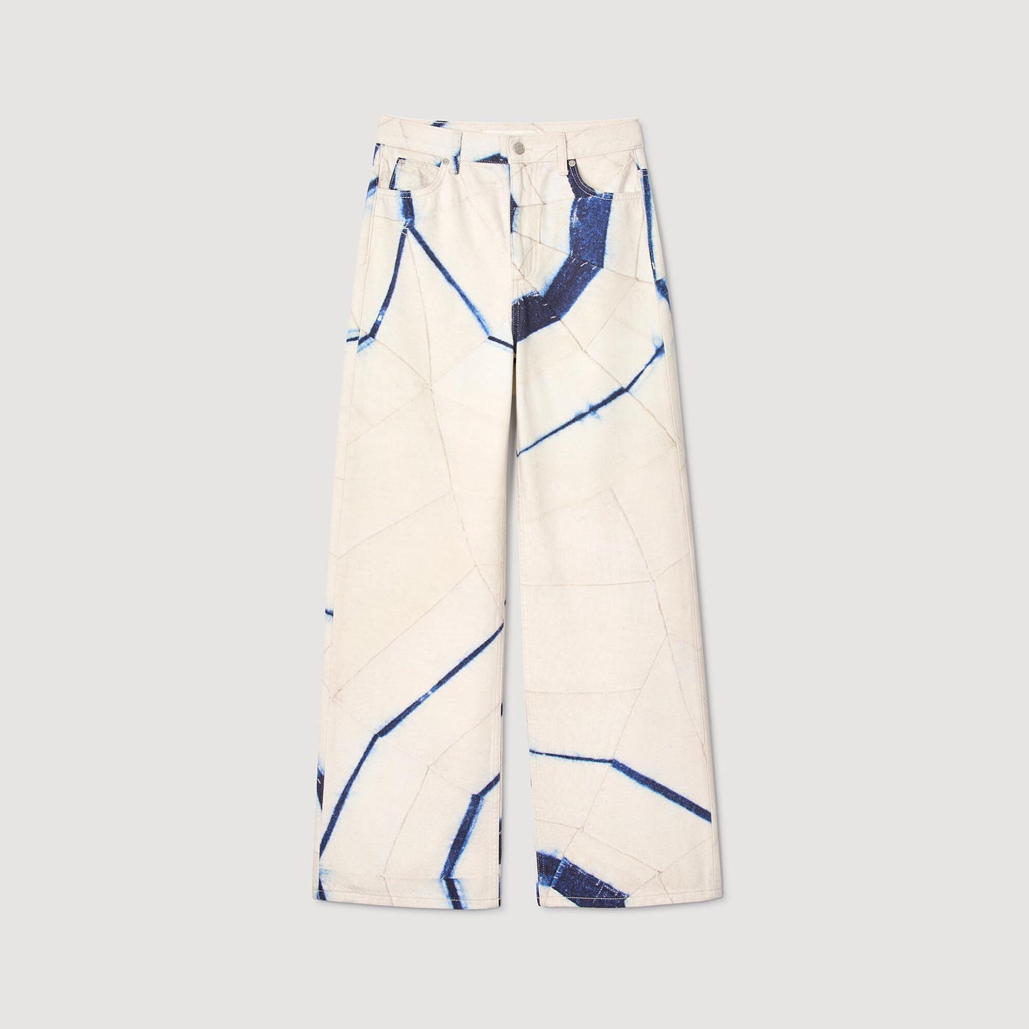 Sandro Wide-leg striped jeans Ecru