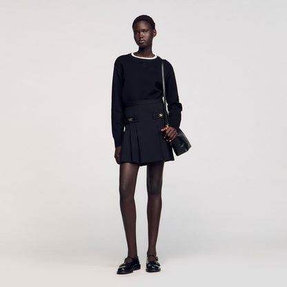 Sandro Mini skirt with stitched pleats Black