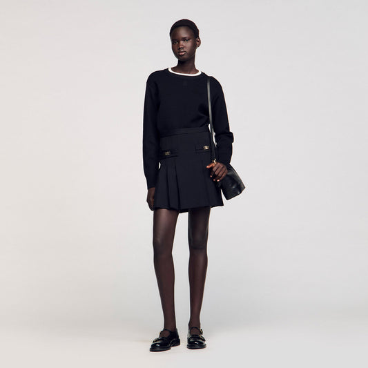 Sandro Mini skirt with stitched pleats Black