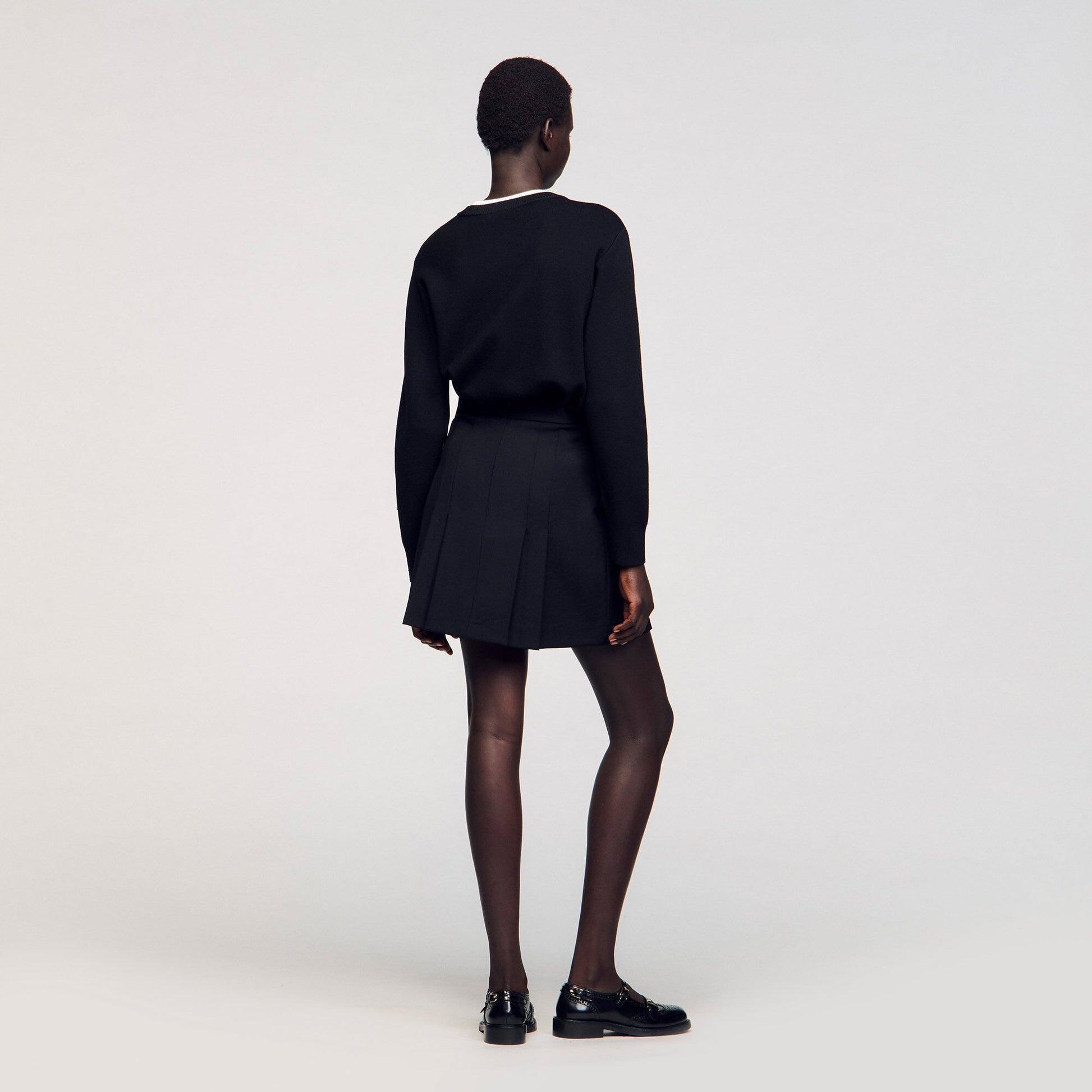 Sandro Mini skirt with stitched pleats Black