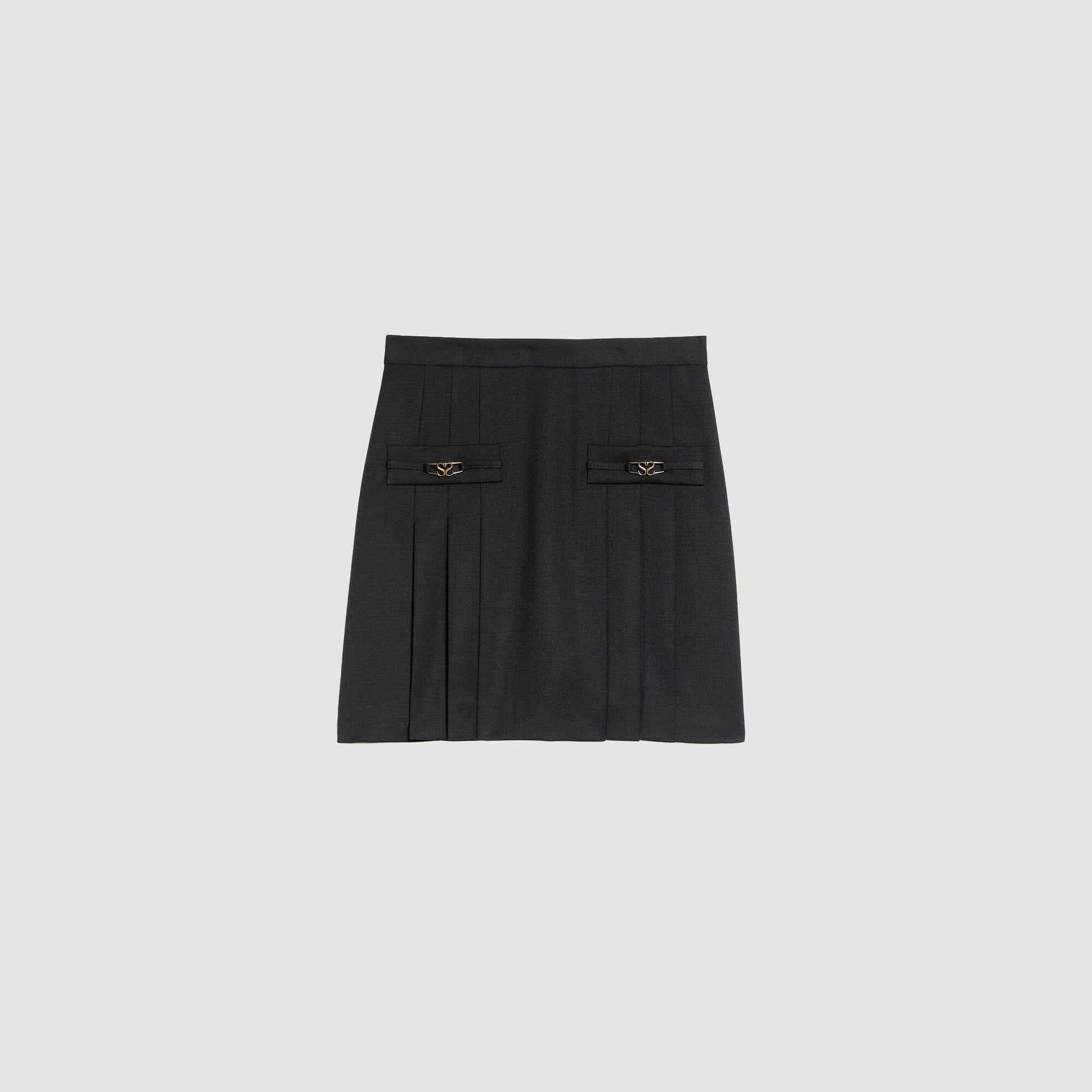 Sandro Mini skirt with stitched pleats Black