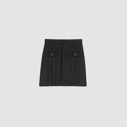 Sandro Mini skirt with stitched pleats Black