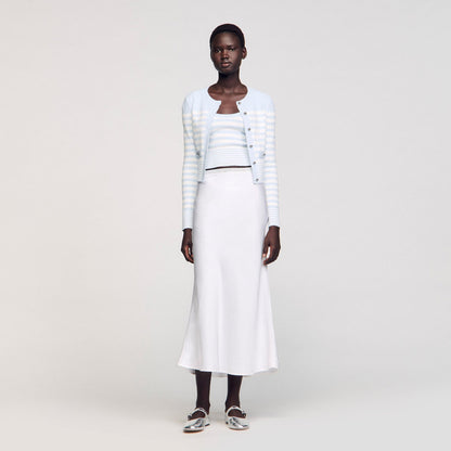 Sandro Maxi satin-effect skirt Ecru