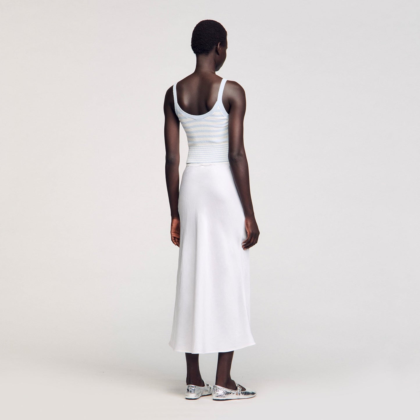 Sandro Maxi satin-effect skirt Ecru