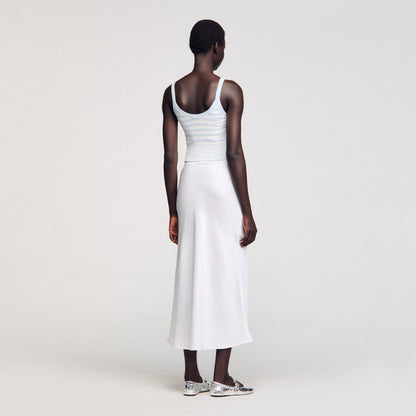 Sandro Maxi satin-effect skirt Ecru