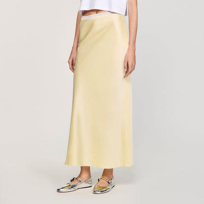 Sandro Maxi satin-effect skirt Yellow