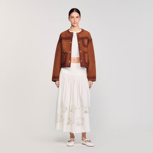 Sandro Maxi poplin skirt Ecru