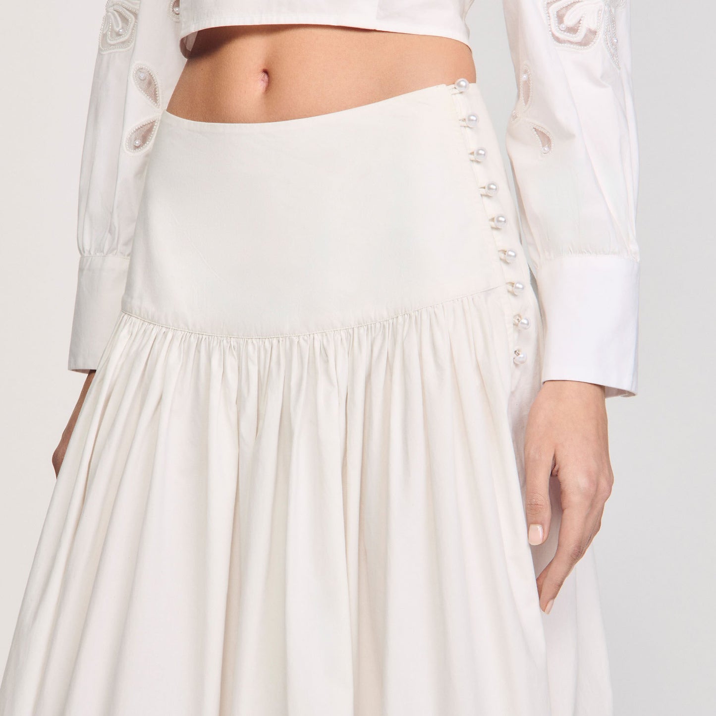 Sandro Maxi poplin skirt Ecru