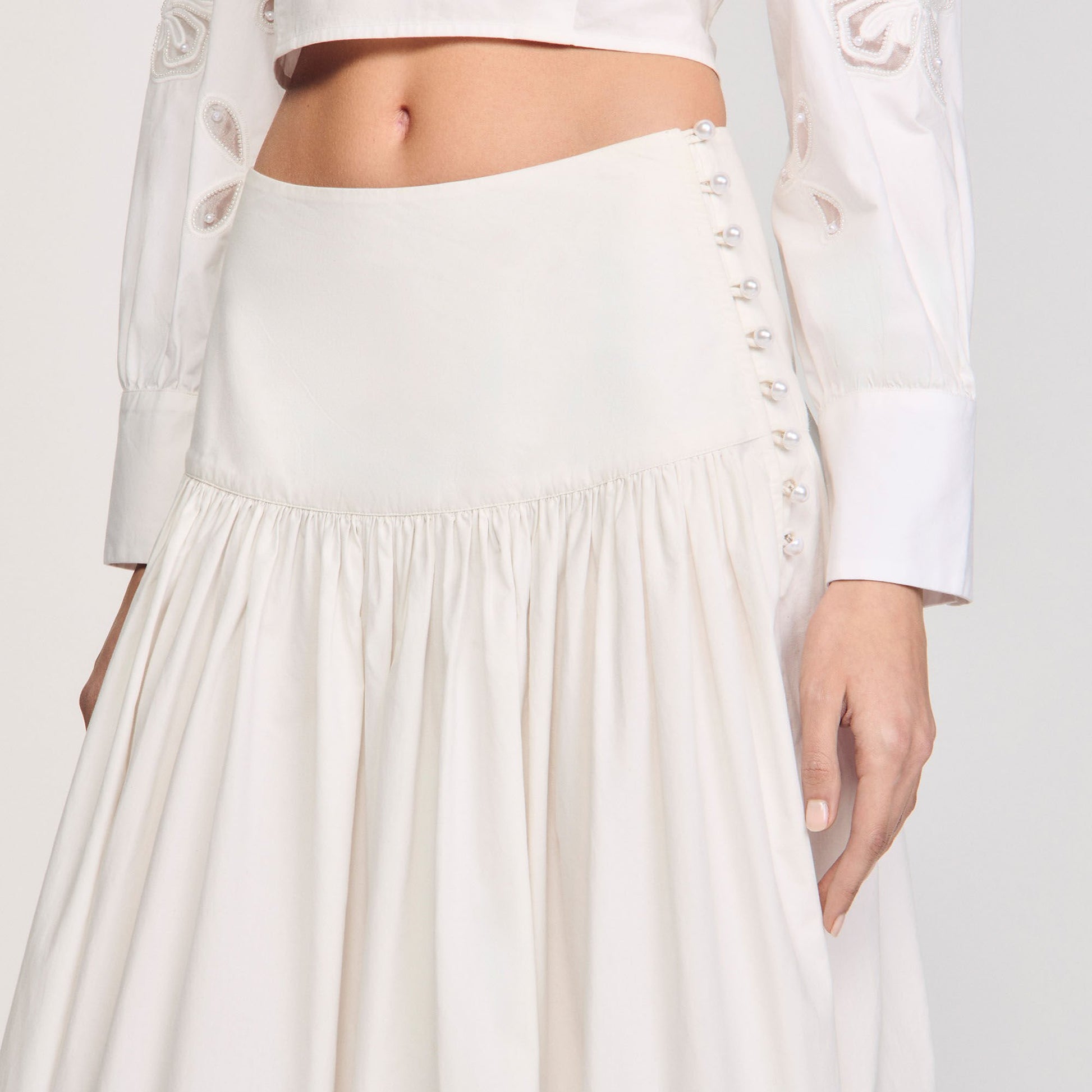 Sandro Maxi poplin skirt Ecru