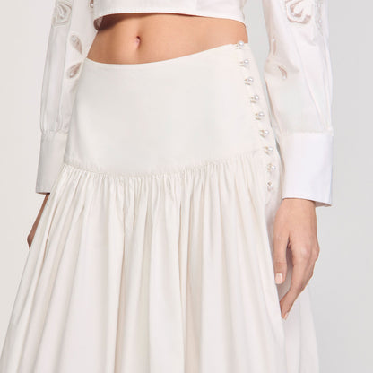 Sandro Maxi poplin skirt Ecru