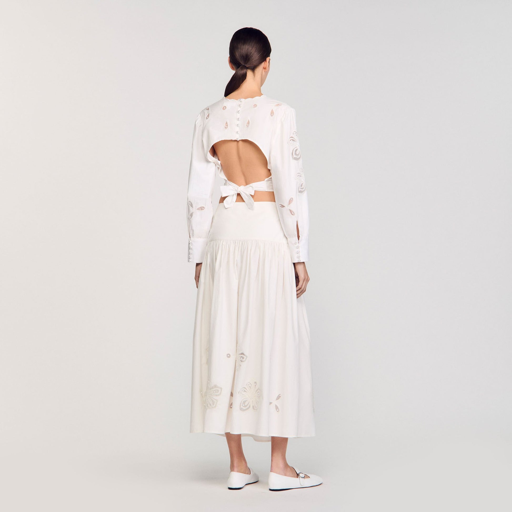 Sandro Maxi poplin skirt Ecru