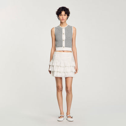 Sandro Mini ruffled skirt White