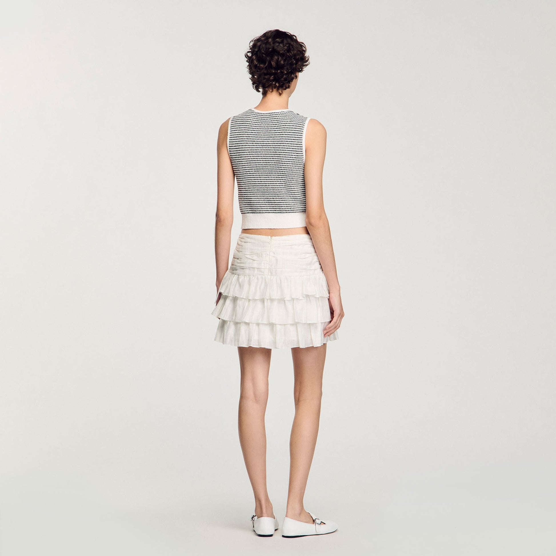 Sandro Mini ruffled skirt White