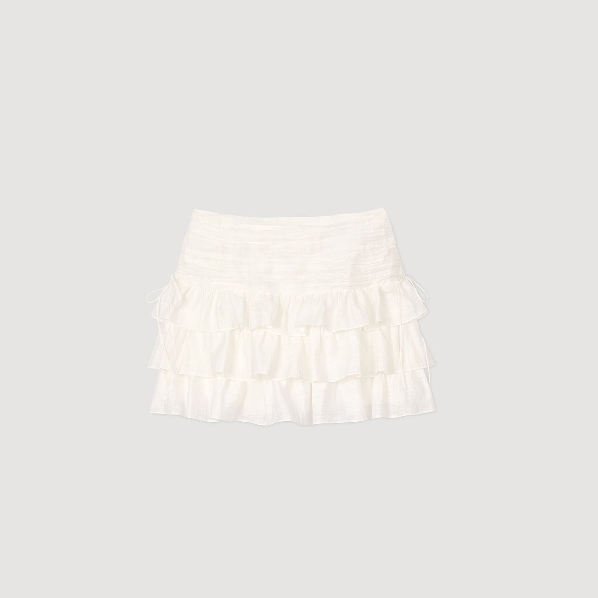 Sandro Mini ruffled skirt White