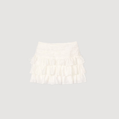 Sandro Mini ruffled skirt White