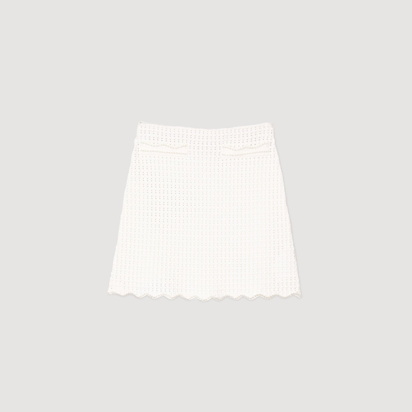 Sandro Mini pearl bead knit skirt White