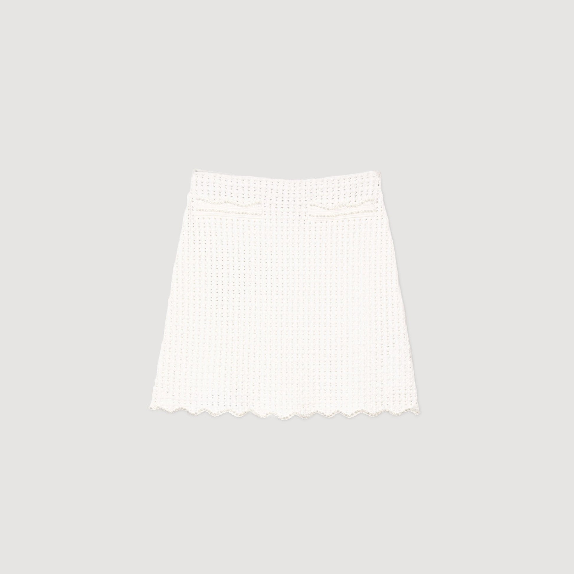 Sandro Mini pearl bead knit skirt White
