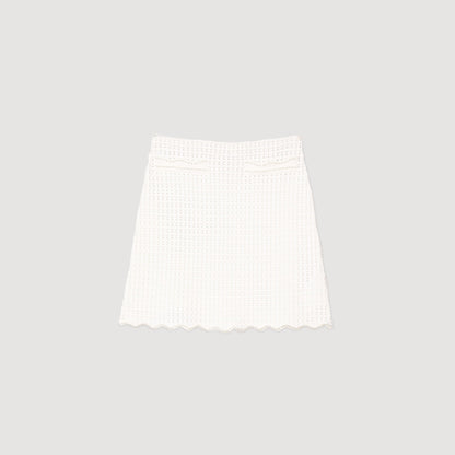 Sandro Mini pearl bead knit skirt White