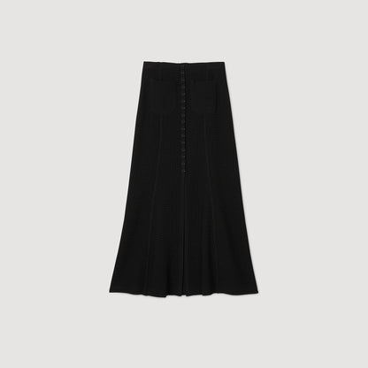 Sandro Maxi decorative knit skirt Black