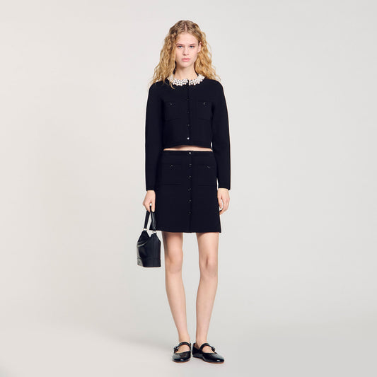 Sandro Mini knit skirt Black