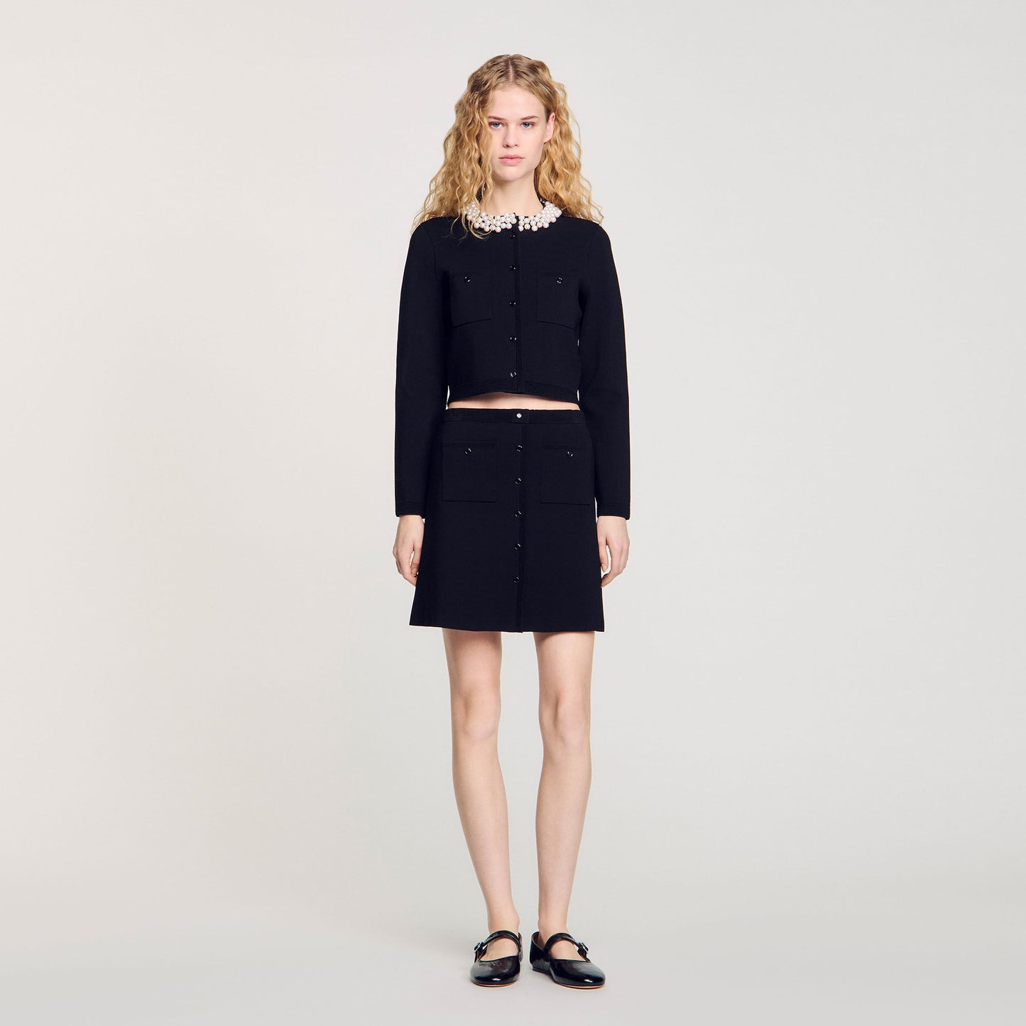 Sandro Mini knit skirt Black