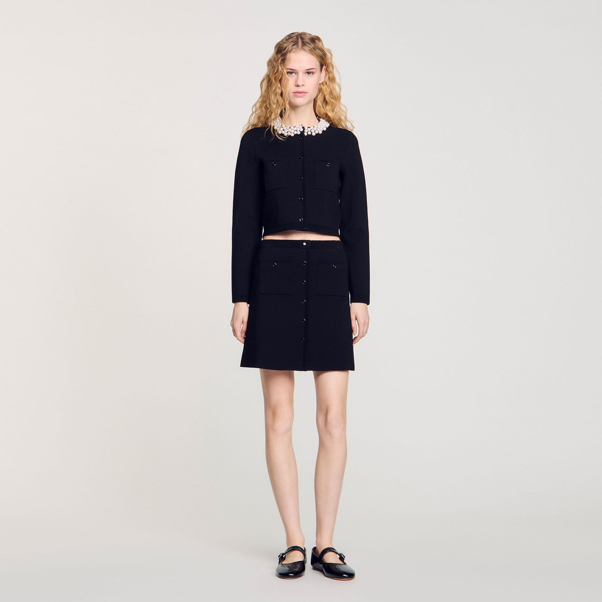 Sandro Mini knit skirt Black