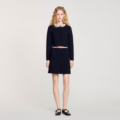 Sandro Mini knit skirt Black