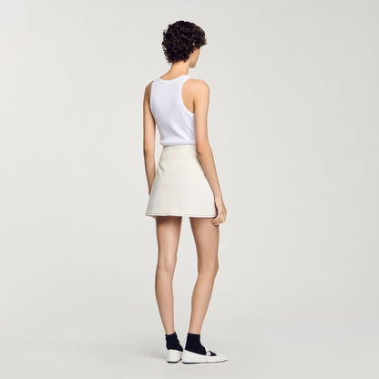 Sandro Mini box-pleated skirt Ecru