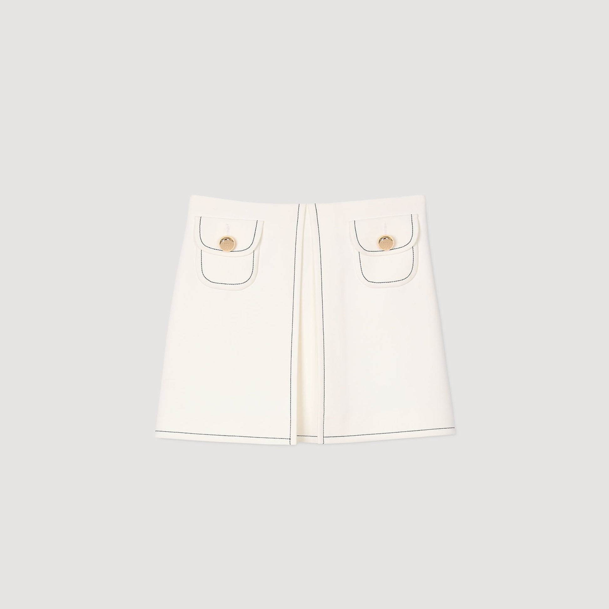 Sandro Mini box-pleated skirt Ecru