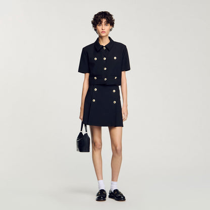 Sandro Mini pleated skirt Black