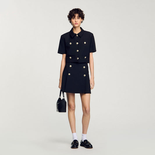 Sandro Mini pleated skirt Black