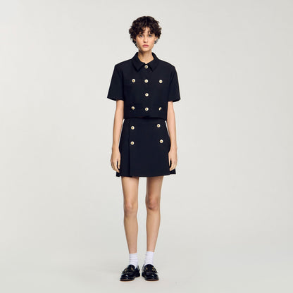 Sandro Mini pleated skirt Black