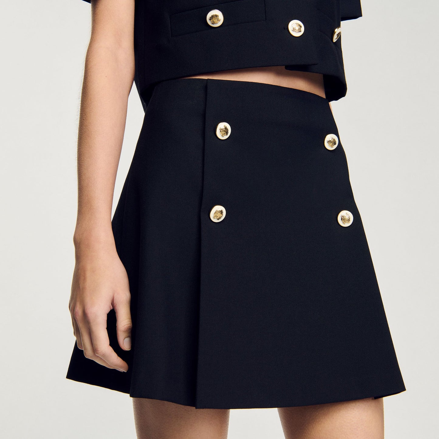Sandro Mini pleated skirt Black