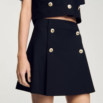 Sandro Mini pleated skirt Black
