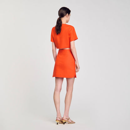 Sandro Mini skirt with pockets Orange