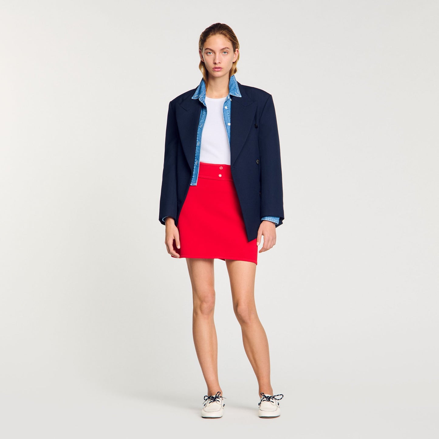 Sandro Mini knit skirt Red