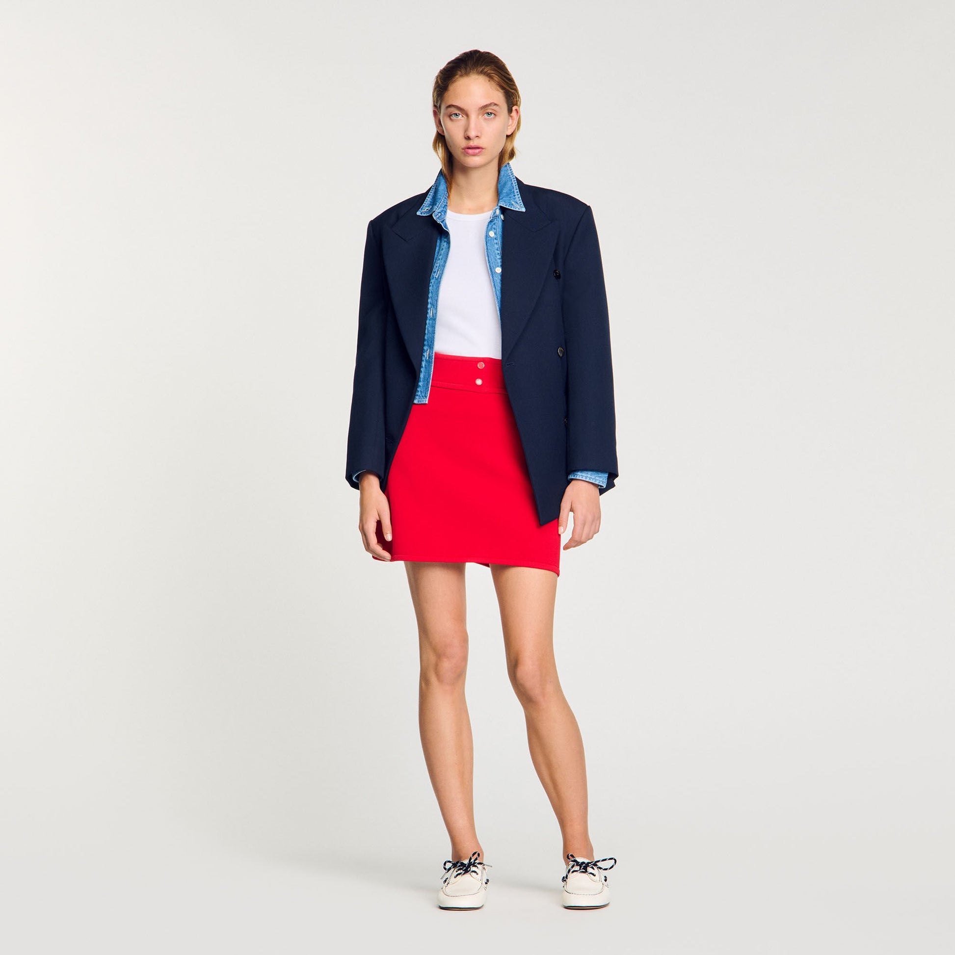 Sandro Mini knit skirt Red