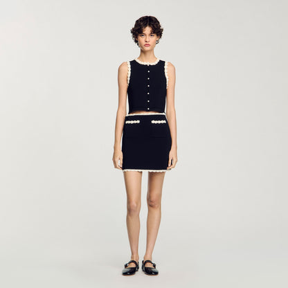 Sandro Mini skirt with crochet details Black