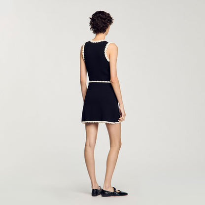 Sandro Mini skirt with crochet details Black