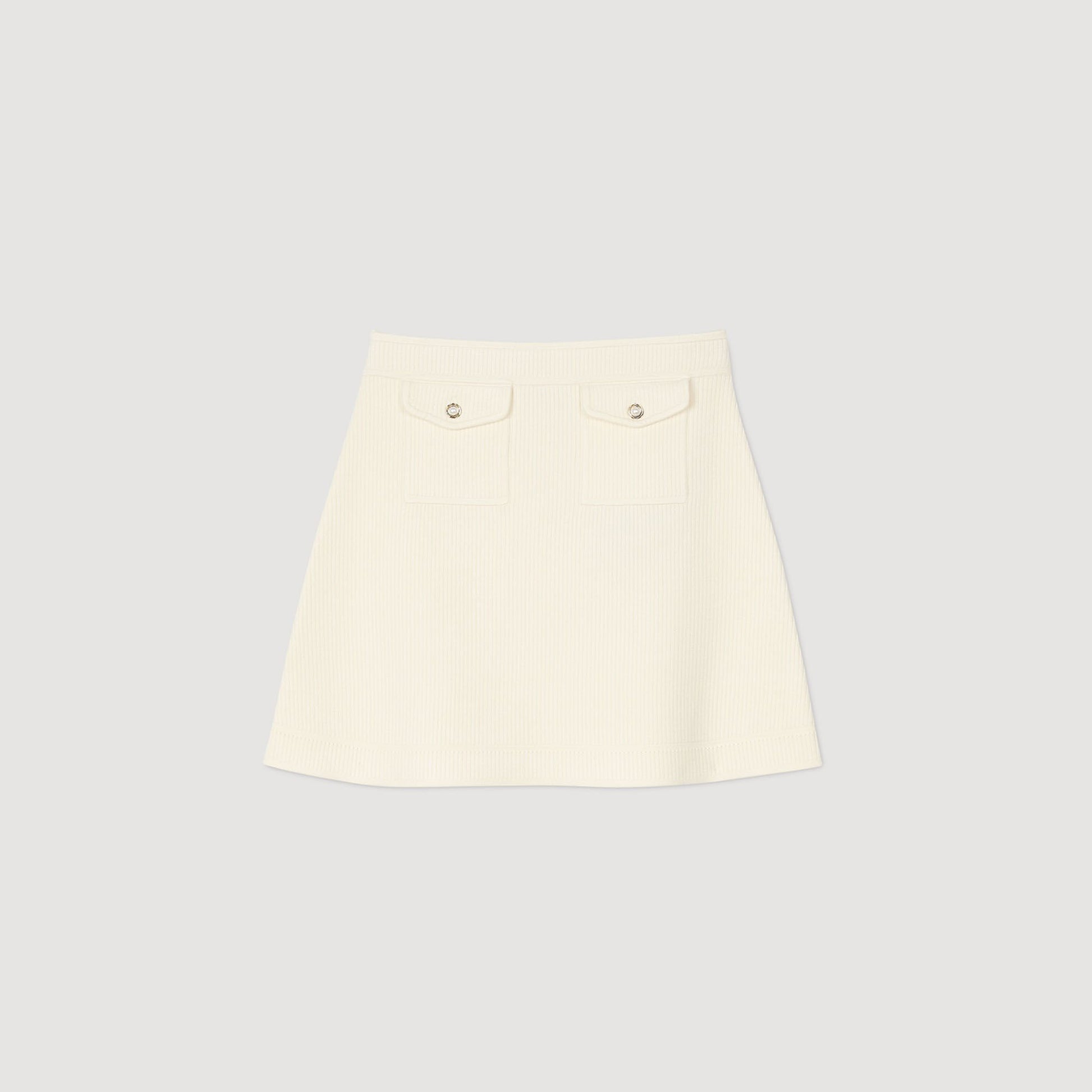 Sandro Mini rib-knit skirt Ecru
