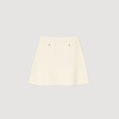 Sandro Mini rib-knit skirt Ecru