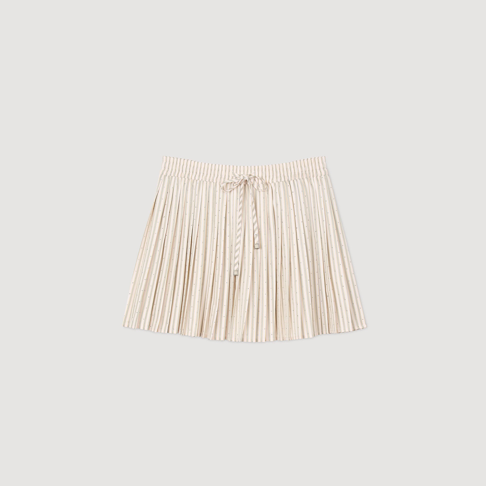 Sandro Rhinestone striped pleated skirt Khaki / Pink